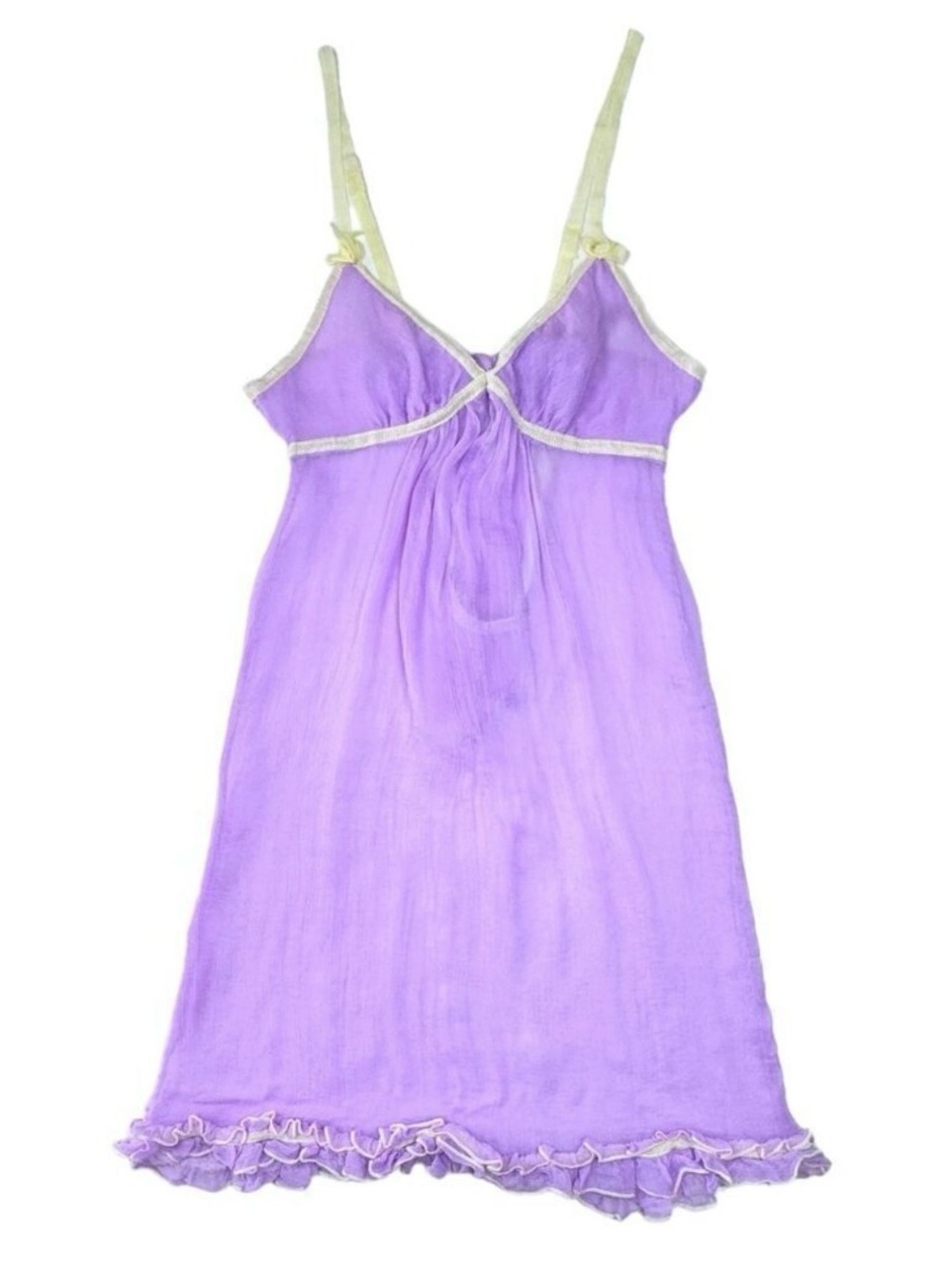 VTG Sophie & Me Babydoll Slip Dress Sz S Sheer Silk Bow Ruffles Coquette